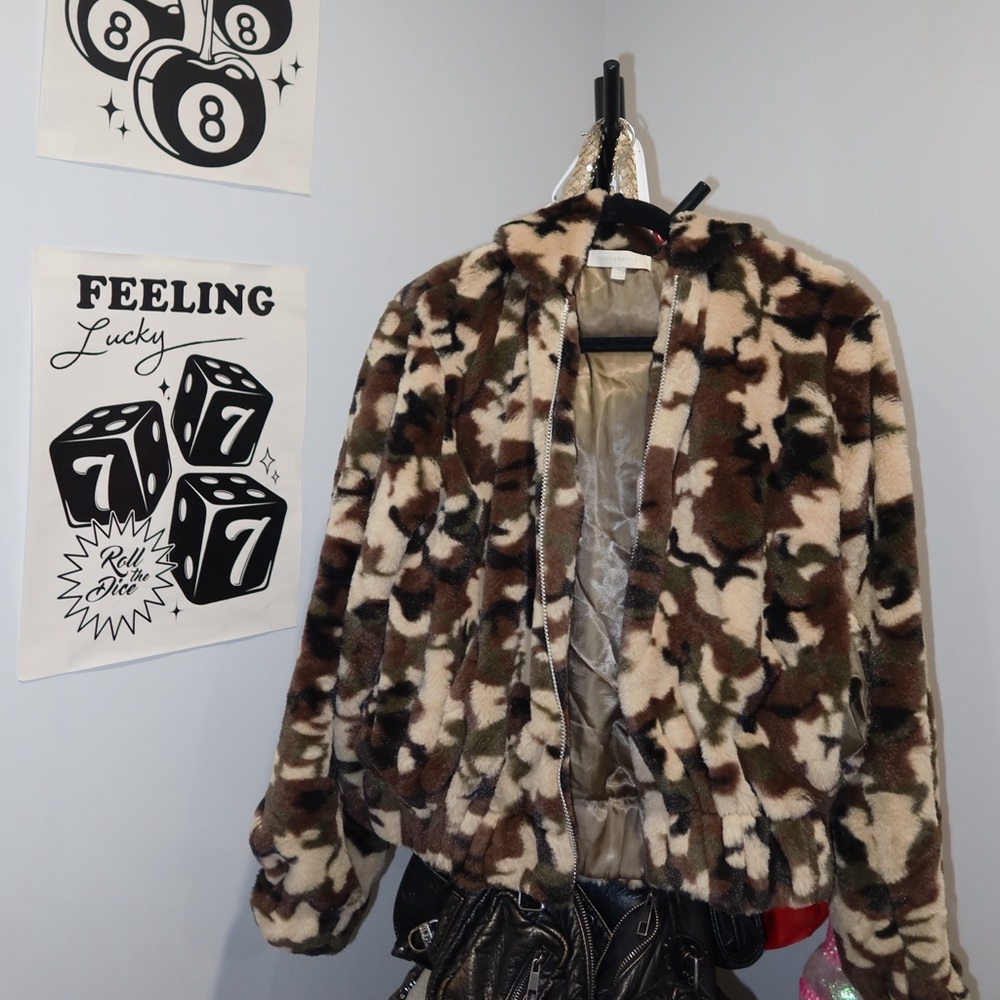 Faux Fur Camo Jacket - Brand New